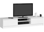 Mobile Tv Bianco Elegante 160 Cm Per Soggiorno Da Clp Con 2 Armadi E Ripiani