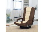 Sedia Reclinabile Costway Ruotabile A 360°, Sedia Da Pavimento Con Schienale Regolabile In 6 Posizioni, Sedia Reclinabile Fino A 140 Kg Di Portata, Sedia Da Pavimento Poltrona Imbottita, Marrone+Beige