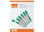 Nobo Confezione Da 10 Pennarelli Per Lavagna Bianca - Punta Tonda 3 Mm - Inchiostro Liquido - Livello Di Inchiostro - Colore Verde