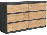 Cassettiera 6 Cassetti, Antracite / Rovere Lancelot, 120 X 78 X 39 Cm