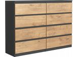 Cassettiera 8 Cassetti, Colore: Antracite / Rovere Lancelot, 120 X 101 X 39 Cm