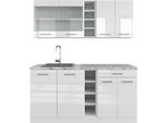 Vicco Cucina Completa R-Line, 160 Cm Senza Piano Di Lavoro, Bianco Lucido/Bianco
