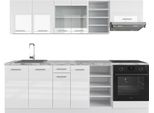 Vicco Cucina Componibile R-Line, 240 Cm Con Piano Di Lavoro, Bianco Lucido/Bianco
