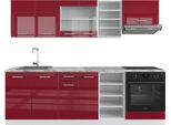 Vicco Cucina Componibile R-Line, 240 Cm , Pl Marmo, Rosso Lucido/Bianco/Bianco