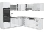 Vicco Cucina Angolare Completa R-Line, 237 X 247 Cm Senza Piano Di Lavoro, Bianco Lucido/Bianco