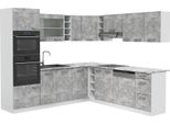 Vicco Cucina Angolare Completa R-Line, 237 X 247 Cm Senza Piano Di Lavoro, Cemento/Bianco