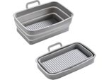 Inf Stampo In Silicone Pieghevole Quadrato Per Friggitrice Ad Aria 19,5X12,7X7 Cm Grigio