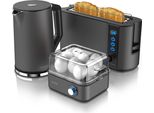 Arendo Frühstücks-Set in grau - Wasserkocher / Toaster / Eierkocher