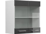 Vicco Pensile Universale R-Line, 60 Cm Con Ante In Vetro, Antracite Lucido/Bianco
