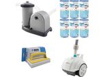 Ways - Cura Della Piscina - Aspiratore Per Piscina ZX50 & Pompa Filtro 5678 L/U & 6 Filtri Di Tipo A & Spazzola Ways Per Il Lavaggio