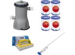 Bestway - Aspiratore Per Piscine Aquareach & Pompa Filtro 3028 L/U & 4 Filtri Tipo Ii & Spazzola Ways