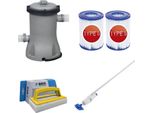 Bestway - Aspiratore Per Piscina Aquareach & Pompa Filtro 2006 L/U & 2 Filtri Tipo Ii & Spazzola Ways