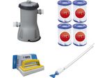 Bestway - Aspiratore Per Piscine Aquacrawl & Pompa Filtro 3028 L/U & 4 Filtri Tipo Ii & Spazzola Ways