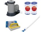 Bestway - Aspiratore Per Piscine Aquacrawl & Pompa Filtro 5678 L/U & 2 Filtri Tipo Iii & Spazzola Ways