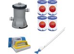 Bestway - Aspiratore Per Piscina Aquacrawl & Pompa Filtro 2006 L/U & 4 Filtri Tipo Ii & Spazzola Ways