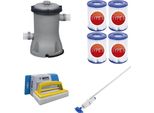 Bestway - Aspiratore Per Piscina Aquareach & Pompa Filtro 2006 L/U & 4 Filtri Tipo Ii & Spazzola Ways