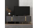 Skye Decor, Detas - Antracite, Oro, Mobili Tv, Antracite, 150 X 48,2 X 35 Cm