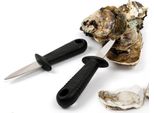 Set Di 2 Coltelli Per Ostriche Con Occhiello Per Appenderli | Coltello Per Frutti Di Mare | Pratico Apri Ostriche | Apri Molluschi In Acciaio Inox Con Manico In Plastica | Rompi Ostriche Con Protezione Per Le Dita