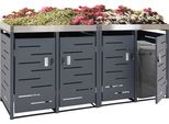 Contenitore Per Rifiuti A 4 Scomparti Hwc-H40B, Contenitore Per Rifiuti, Contenitore Per Fioriere Combinazione Acciaio Inox-Metallo 78Kg 110X230X62Cm Espandibile