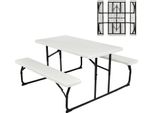 Costway Tavolo Da Picnic Pieghevole Con Panche, Set Da 136 Cm Per Campeggio All'aperto, Set Per Tenda Da Birra, Set Da Tavolo Da Birra Per Patio, Giardino (Bianco)