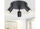 Zmh Plafoniera Led Nera A 3 Fiamme Faretto Da Soffitto Moderno GU10 Faretto Da Soffitto In Metallo Orientabile A 330° Per Soggiorno Camera Da Letto Corridoio