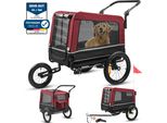 Hundeanhänger 3in1 Fahrradanhänger, Hundebuggy, Jogger für Hunde, großer Laderaum 240 Liter, Hundewagen mit Dual Federung, faltbar - rot
