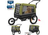Hundeanhänger 3in1 Fahrradanhänger, Hundebuggy, Jogger für Hunde, großer Laderaum 240 Liter, Hundewagen mit Dual Federung, faltbar - grün