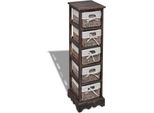 The Living Store Armadio In Legno Con 5 Cestini In Vimini Brown