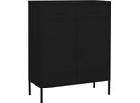 The Living Store Armadio Nero 80X35X101,5 Cm In Acciaio