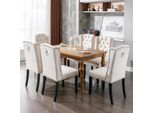 Set Di 4 Sedie Da Pranzo Flieks, Sedia Da Cucina Con Gambe In Legno Massiccio, Sedia Da Pranzo Imbottita Con Rivestimento In Velluto, Sedia Per Soggiorno Cucina, Beige