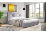 Gutto Letto Imbottito Con Contenitore 90Cm Grigio Scuro Tessuto Moderno Con Contenitore Griglia A Doghe In Legno Trapuntate