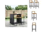 Vidaxl Sgabello Da Bar 2 Pezzi In Polirattan Nero E Legno Massiccio Di Acacia - Sgabello Da Bar