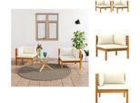 Vidaxl Divani Angolari 2 Pezzi Con Cuscini Bianco Crema In Legno Massiccio Di Acacia - Elementi Per Divani Da Giardino