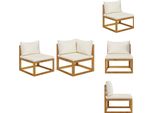 Vidaxl Set Di Divani A 2 Pezzi Con Cuscini Bianchi Crema In Legno Massiccio Di Acacia - Elementi Per Divani Da Giardino