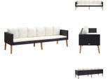 Vidaxl Divano Da Giardino A 3 Posti Con Cuscini In Poly Rattan Nero - Divani Da Giardino
