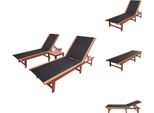Vidaxl Lettini Prendisole 2 Pezzi Con Tavolo In Legno Massiccio D'acacia E Textilene - Lettini Prendisole
