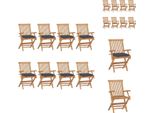Vidaxl Sedie Da Giardino Con Cuscini Antracite 8 Pz. Legno Massiccio Di Teak - Sedie Da Giardino