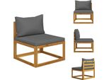 Vidaxl Divano Centrale Modulare Con Cuscini Grigio Scuro In Legno Massiccio Di Acacia - Elementi Per Divani Da Giardino