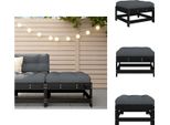 Vidaxl Sgabello Da Giardino Con Cuscino Nero In Legno Di Pino Massiccio - Elementi Per Divani Da Giardino