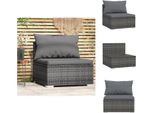 Vidaxl Divano Da Centro Giardino Con Cuscini In Poly Rattan Grigio - Elementi Per Divani Da Giardino