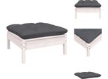 Vidaxl Sgabello Da Giardino Con Cuscino Antracite In Legno Di Pino Massiccio Bianco - Elementi Per Divani Da Giardino