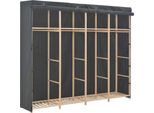 Möbel Kleiderschrank Grau 200 x 40 x 170 cm Stoff - Kleiderschränke 248201