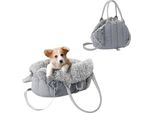 Borsa Per Cani, Regolabile, Tracolla, Borsa Per Animali Domestici, Trasporto, Borsa Per Gatti, Borsa Da Viaggio, Campeggio, Borsa, Cenere, 38X24X28 Cm