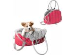 Borsa Per Cani, Regolabile, Tracolla, Borsa Per Animali Domestici, Trasporto, Borsa Per Gatti, Borsa Da Viaggio, Campeggio, Borsa, Lampone, 38X24X28 Cm