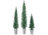 Costway 3Er Albero Di Natale Artificiale A Matita, 90+120+150Cm, Albero Di Natale Con Base In Metallo, Albero Di Natale Artificiale, Per Negozi Casa Ufficio, Verde