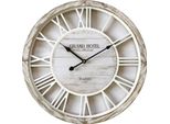 Orologio Da Parete Rebecca Mobili Con Numeri Romani In Legno E Metallo, Bianco E Beige
