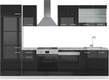 Vicco Cucina Componibile R-Line, 300 Cm Senza Piano Di Lavoro, Nero Lucido/Bianco