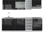 Vicco Cucina Componibile R-Line, 240 Cm Senza Piano Di Lavoro, Nero Lucido/Bianco