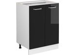 Vicco Mobiletto Base Cucina R-Line, 60 Cm Senza Piano Di Lavoro, Nero Lucido/Bianco