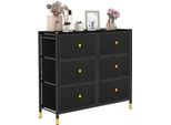 Cassettiera In Tessuto Costway Con 5 Cassetti, Cassettiera Con Struttura In Metallo, Credenza Con Piedini Regolabili E Protezione Antiribaltamento, Ripiano A Cestino Per Soggiorno, Camera Da Letto, Corridoio (6 Cassetti)